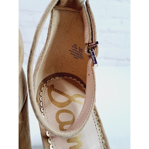 SAM Edelman Sandals Womens 9.5 M Yaro Heels Ankle Strappy Tan Leather - Picture 3 of 8